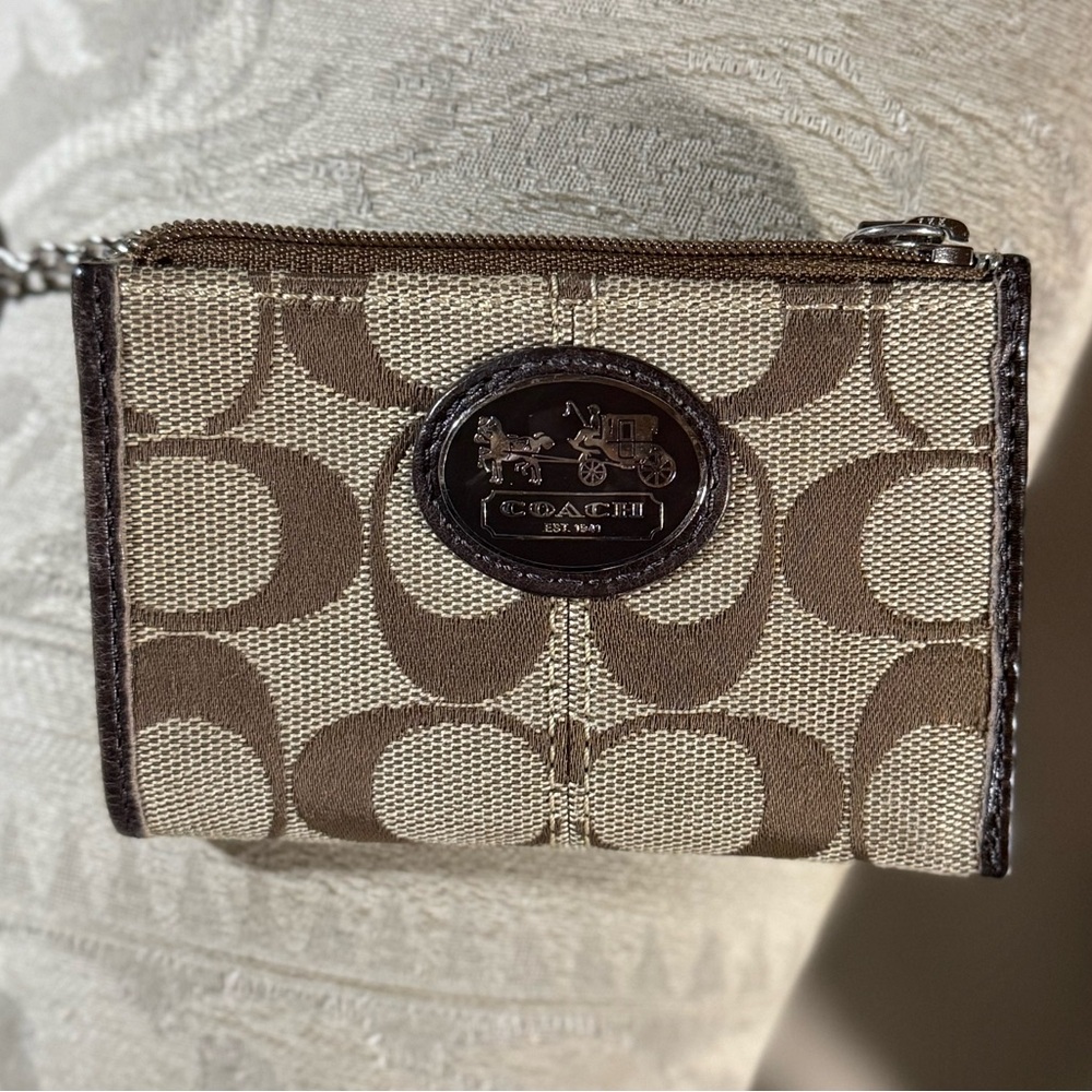Coach Brown Signature Canvas Wallet Coin purse